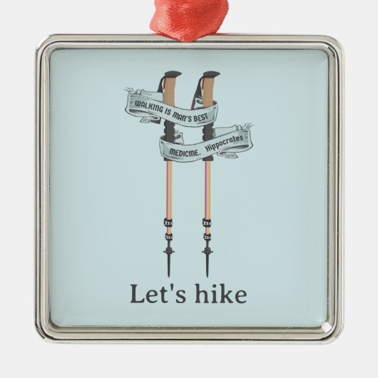 walking is the best medic Hippocrates hiking pulse Metalen Ornament (Voorkant)
