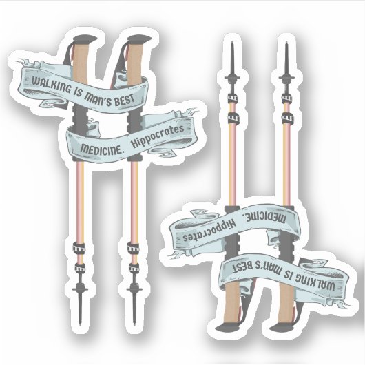 walking is the best medic Hippocrates hiking pulse Sticker (Voorkant)