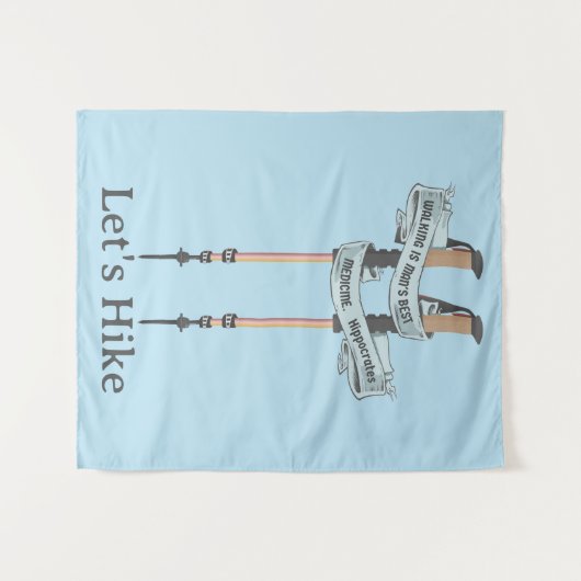 walking is the best medic Hippocrates hiking pulse Wandkleed (Voorkant (horizontaal))