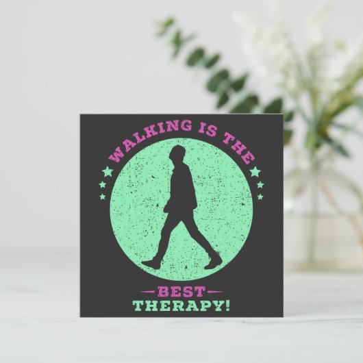 Walking is the Best Therapy Quote Saying Save The Date (Staand voorkant)