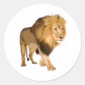 Walking Lion Ronde Sticker (Voorkant)