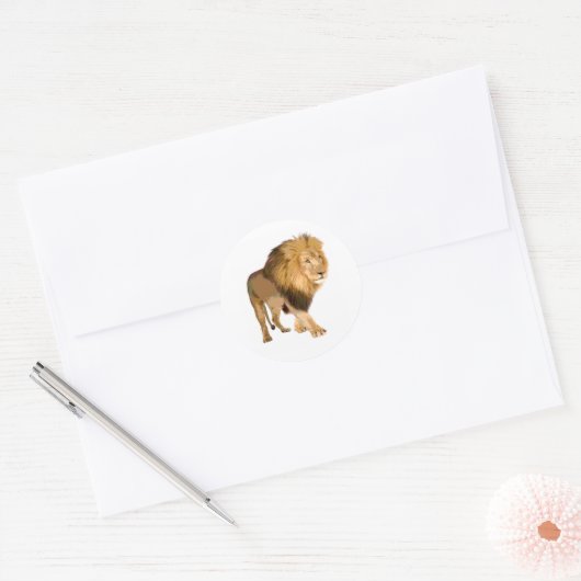 Walking Lion Ronde Sticker (Envelop)