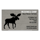 Walking Moose Silhouet op Faux Wood Grain Style Magnetisch Visitekaartje (Voorkant)