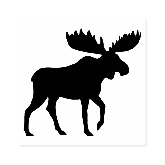 Walking Moose Silhouet | Wilde dieren Rubberstempel (Afrduk)