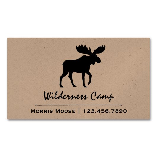 Walking Moose Silhouet | Wilde dieren Visitekaartje Magneet (Voorkant)