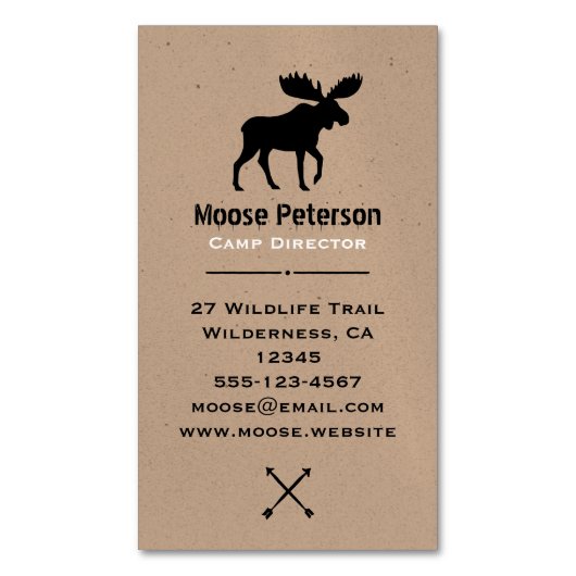 Walking Moose Silhouet | Wilde dieren Visitekaartje Magneet (Voorkant Verticaal)