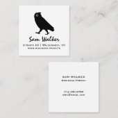 Walking Owl Silhouette | Wildlife Black en White Vierkante Visitekaartje (Voorkant / Achterkant)