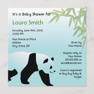 Walking Panda Baby shower Uitnodiging - Square