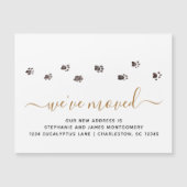 Walking Paw Prints Zwart Goud Nieuw Adres Magneet (Voorkant)