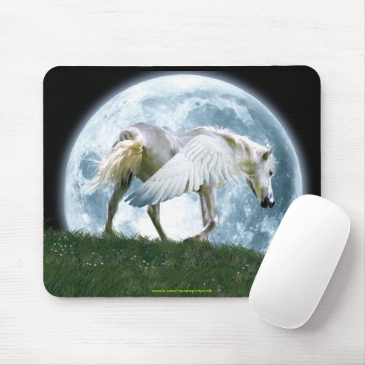 Walking Pegasus en Full Moon Fantasy Art Mousepad Muismat (Met muis)