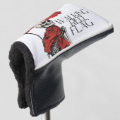 Walking Red Flag Skeleton | Edgy Minimalist-Humor Golfheadcover (3/4 voorkant)