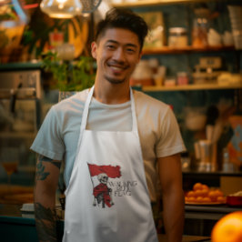 Walking Red Flag Skeleton | Edgy Minimalist-Humor Lang Schort