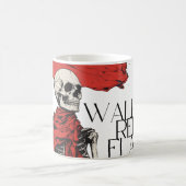 Walking Red Flag Skeleton | Edgy Minimalist-Humor Magische Mok (Center)