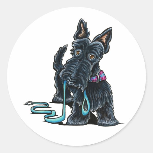 Walking Scottie Ronde Sticker (Voorkant)
