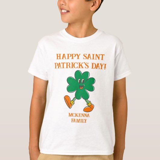 WALKING SHAMROCK HAPPY ST. ONTWERP DAG PATRICK T-SHIRT (Voorkant)
