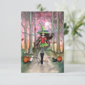 Walking the Cats Halloween-ansichtkaart Kaart (Staand voorkant)