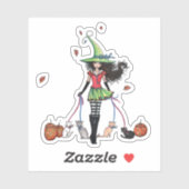 Walking the Cats Halloween Witch Sticker (Vel)