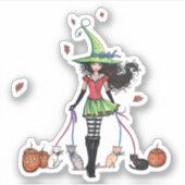 Walking the Cats Halloween Witch Sticker (Voorkant)