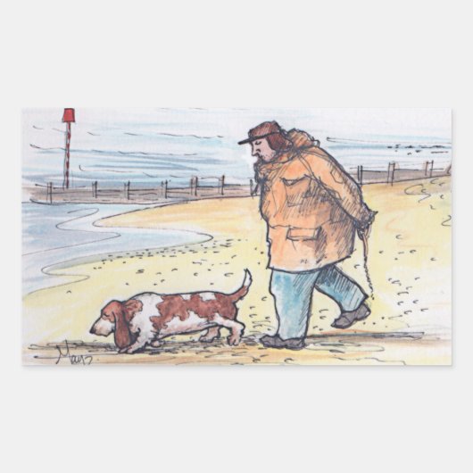 Walking the dog - 02 rechthoekige sticker (Voorkant)