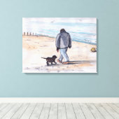 Walking the dog - 05 canvas afdruk (Insitu (Houten vloer))