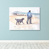 walking the dog - 07 canvas afdruk (Insitu (Houten vloer))