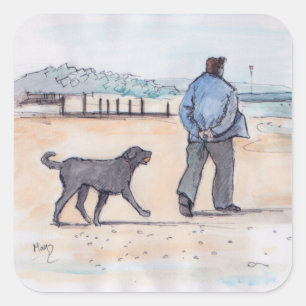 walking the dog - 07 vierkante sticker