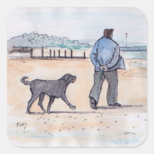 walking the dog - 07 vierkante sticker (Voorkant)