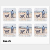 walking the dog - 07 vierkante sticker (Vel)