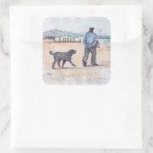 walking the dog - 07 vierkante sticker (Tas)