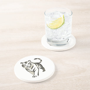 Walking Tiger Drawing - Inkt Onderzetter Design