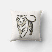 Walking Tiger Tekening - Inkt Kussen Design (Achterkant)