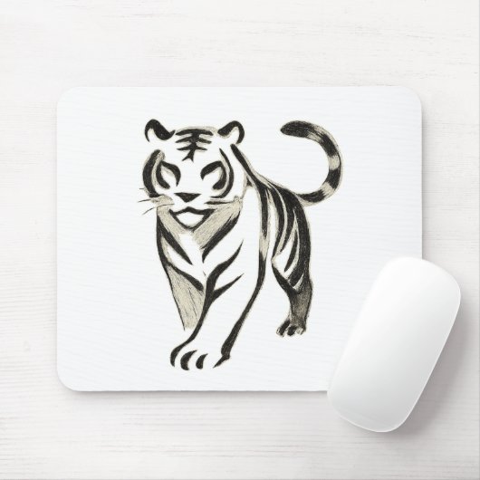 Walking Tiger Tekening - Inkt Muismat Ontwerp (Met muis)