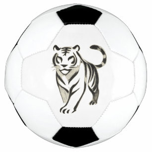 Walking Tiger Tekening - Inkt Ontwerp op Voetbal