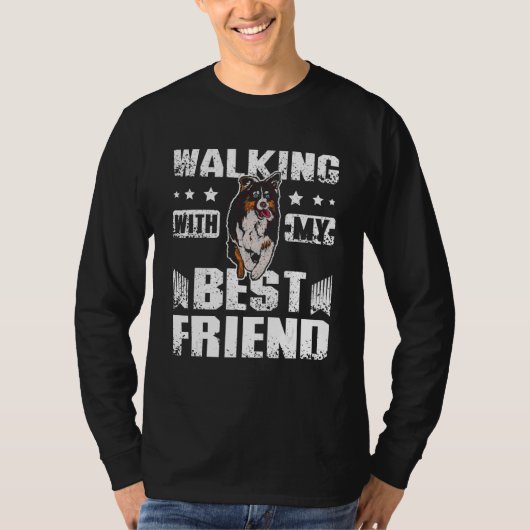 walking with my best friend australian shepherd t-shirt (Voorkant)