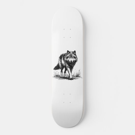 Walking Wolf Illustration Skateboard (Voorkant)