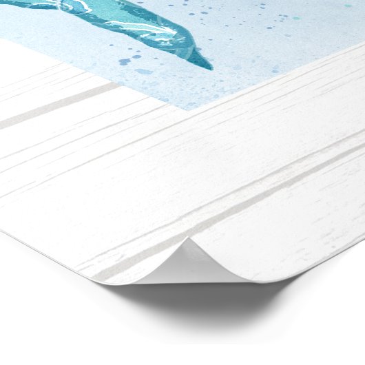 Wall Art Beach Ocean Shore Whale Turtle Seahorse Poster (Hoek)