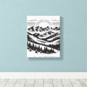 WALL ART Berglandschap ZWART EN WIT Canvas Afdruk (Insitu (Houten vloer))