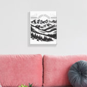 WALL ART Berglandschap ZWART EN WIT Canvas Afdruk (Insitu (Woonkamer))
