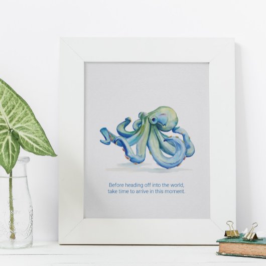 Wall Art Charmante Waterverf Blauwe Octopus Poster
