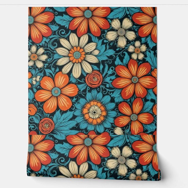 Wall Art Decor Folk Floral Behang (Afrollen)