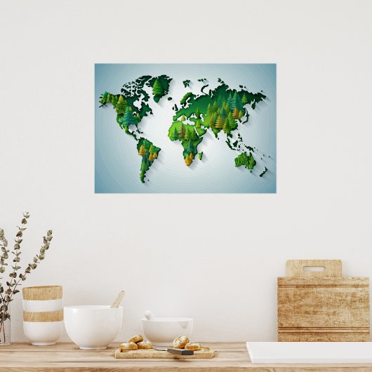 Wall Art Forest Wereldkaart Poster (Keuken)