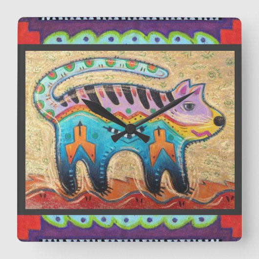 wall+art, katy+bratun, marookat vierkante klok (Voorkant)