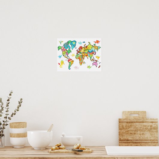 Wall Art Kinder Wereldkaart Poster (Keuken)