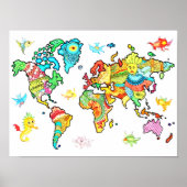 Wall Art Kinder Wereldkaart Poster (Voorkant)