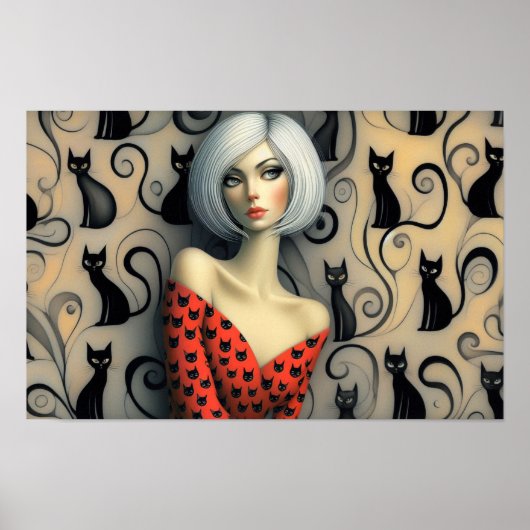 Wall Art Le Femme Black Cats Poster (Voorkant)
