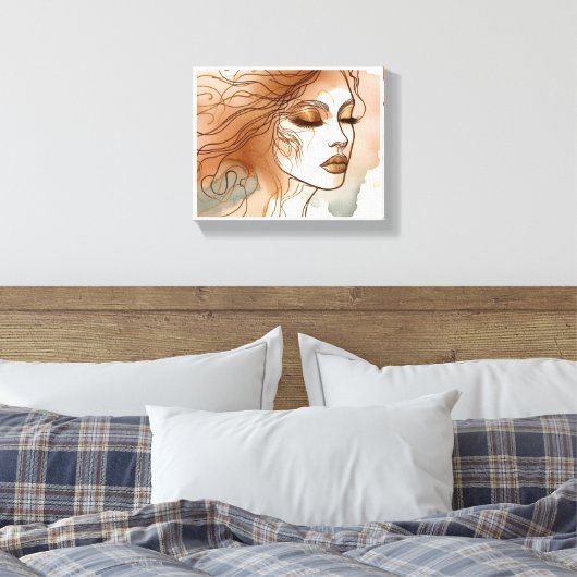 Wall Art Line Art Illustratie van de vrouw 3 Canvas Afdruk (Insitu (Slaapkamer))