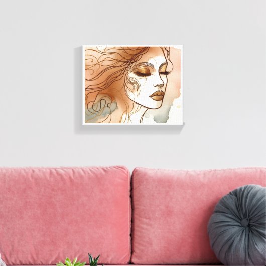 Wall Art Line Art Illustratie van de vrouw 3 Canvas Afdruk (Insitu (Woonkamer))