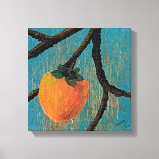Wall Art Persimmon op de Branch Canvas Afdruk (Voorkant)