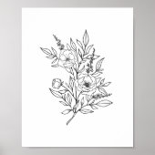 WALL ART PRINT | Fijnse Floral Line Art Print (Voorkant)