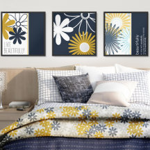 Wall Art Set van 3 Moderne Floral ingelijst Art Se